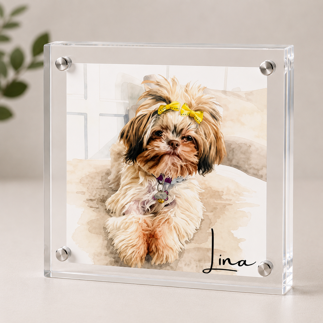 Custom Watercolor Pet Portait Framed