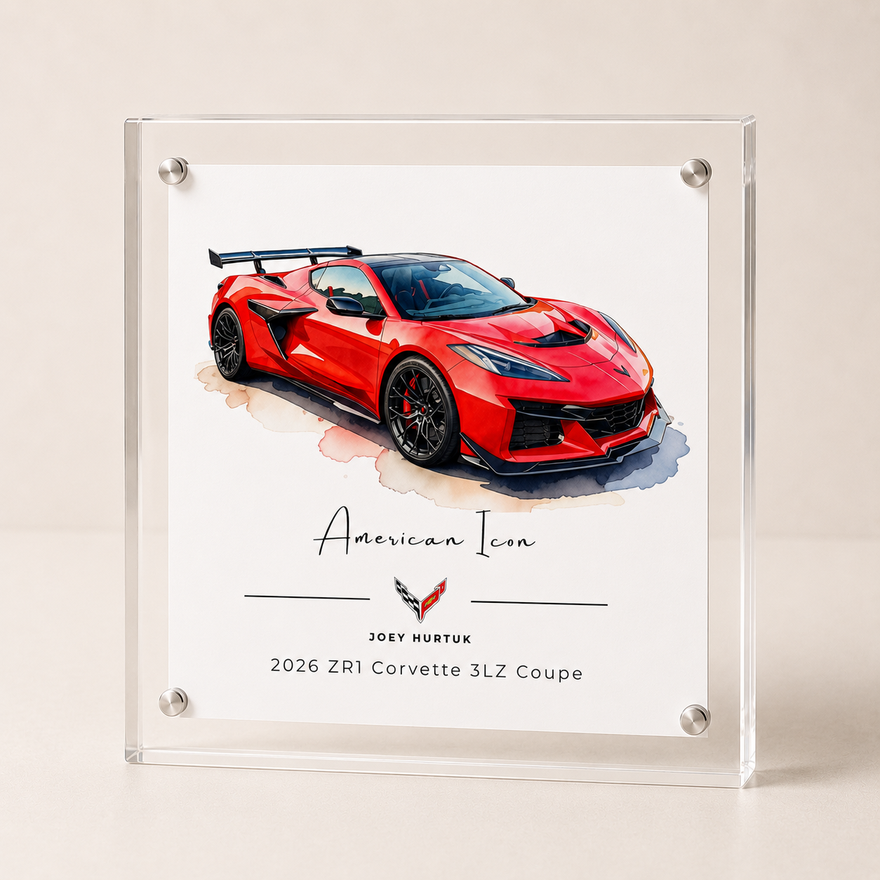 Custom Watercolor Car Portait Framed