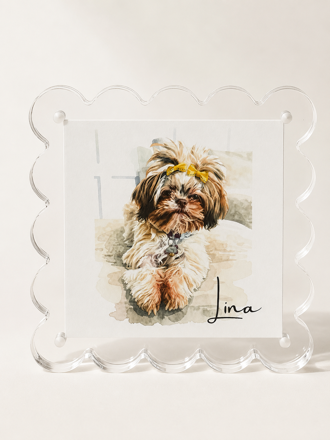 Custom Watercolor Pet Portait Framed