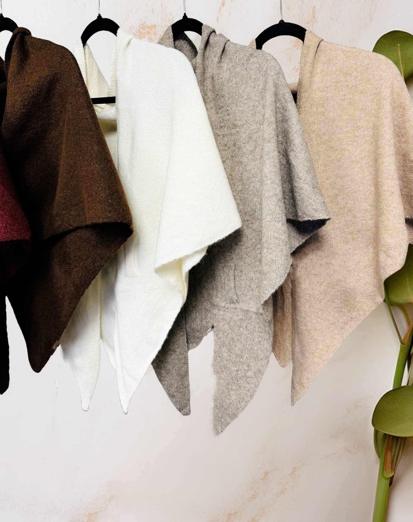 Cashmere-Blend Knit Triangle Shawl with Cross-Front Design