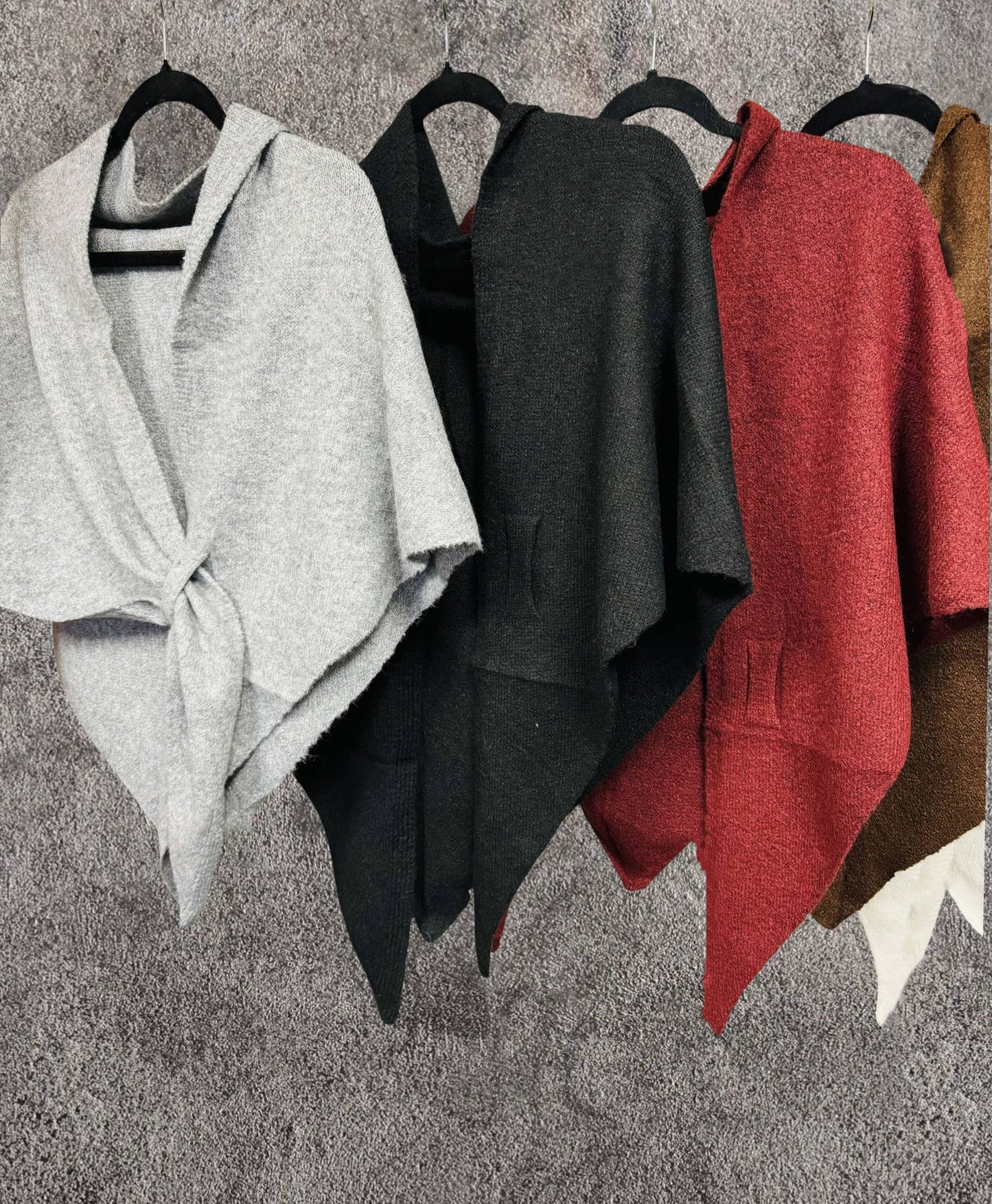 Cashmere-Blend Knit Triangle Shawl with Cross-Front Design