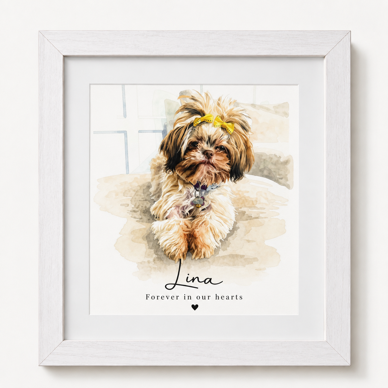 Custom Watercolor Pet Portait Framed