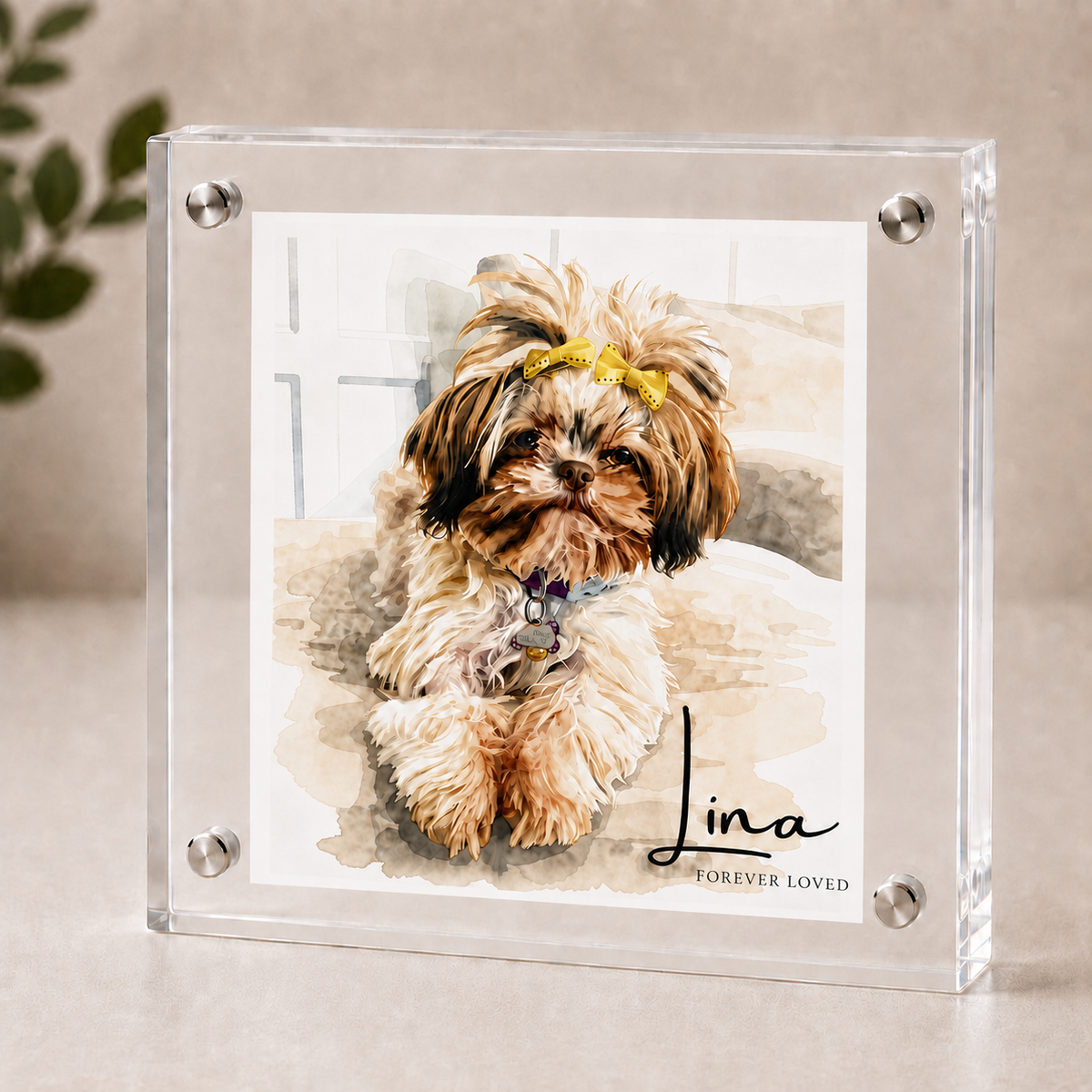 Custom Watercolor Pet Portait Framed