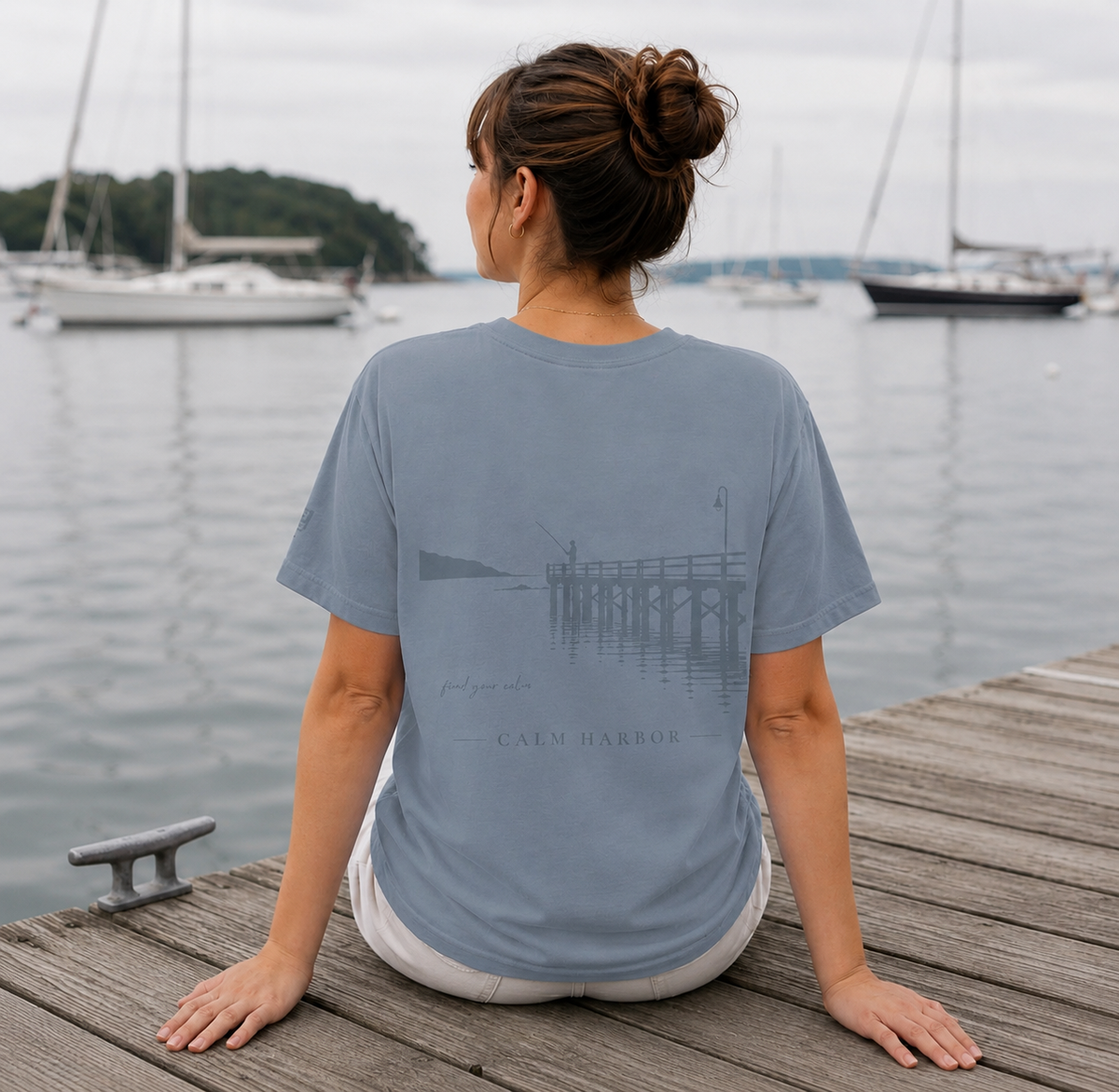 Calm Harbor Pier Heavyweight Unisex T-Shirt